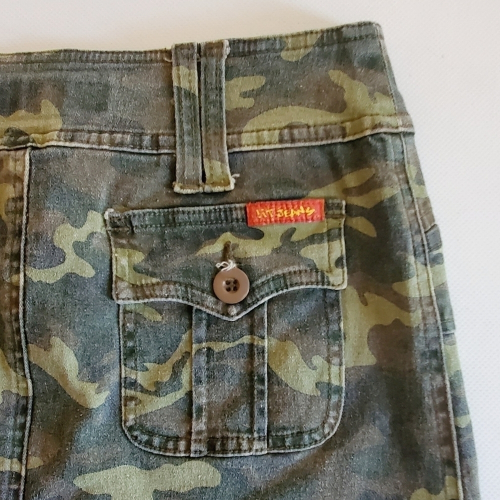 1431 * !It Jeans Camo Print Mini Skirt Green Brown Black Size 3/4 90s - Picture 6 of 8